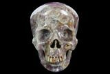 Realistic, Carved, Purple Fluorite Skull #127575-1